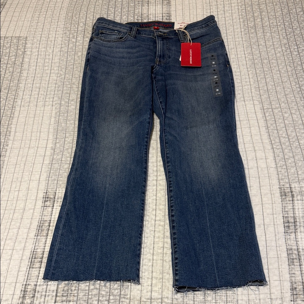 Lucky brand size 6/28 sweet mid-rise kick crop advanced stretch blue jeans NWT